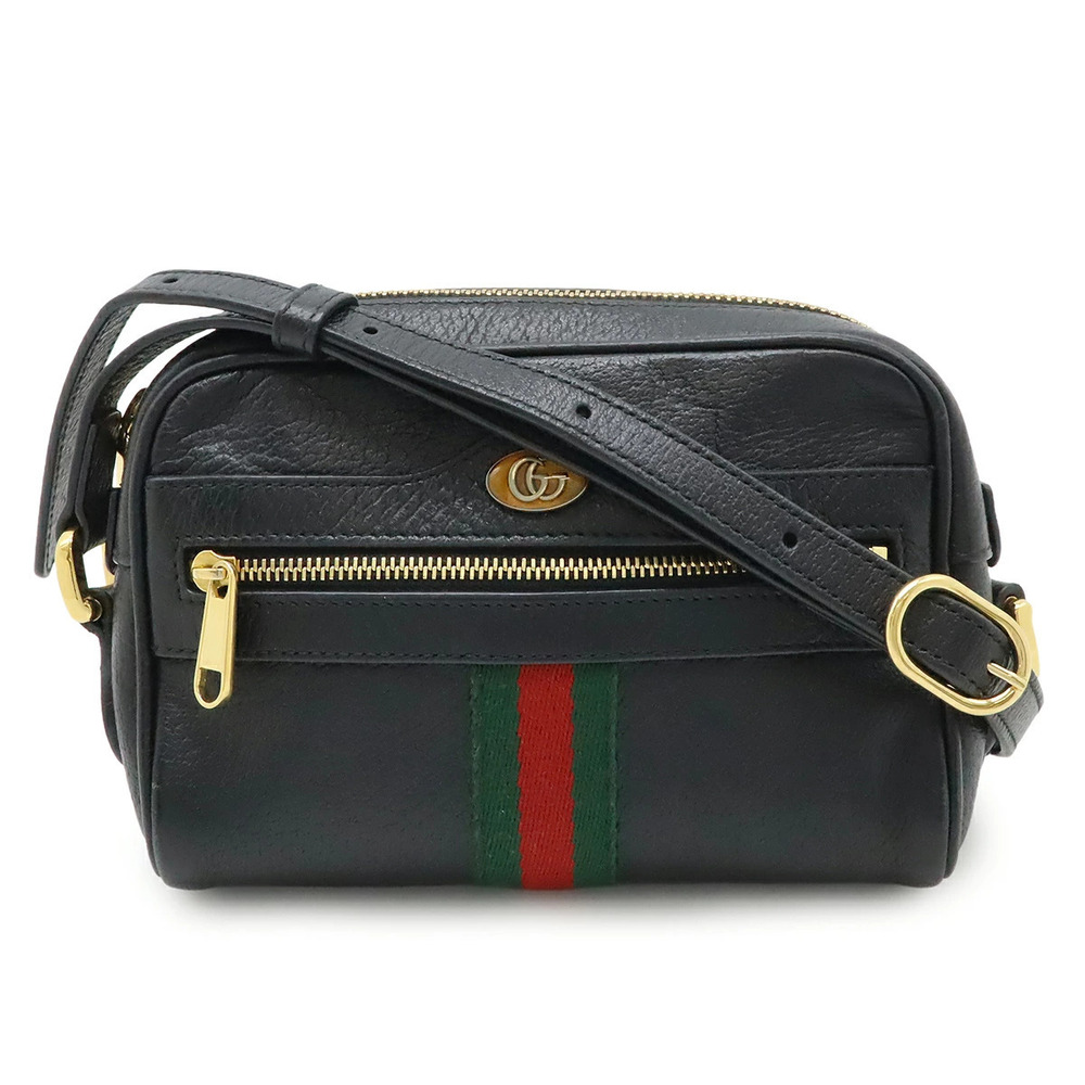 Gucci Ophidia Sherry Pochette Crossbody Bag Leather Black Green Red